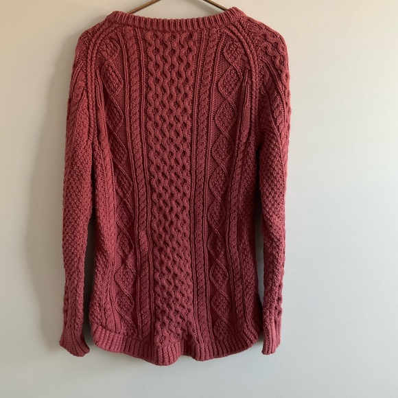 L.L.Bean Signature Cotton Fisherman Tunic Sweater Burgundy Maroon XS - Picture 6 of 10